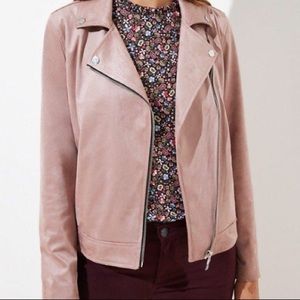 Loft dusty pink Faux suede moto jacket NWT-XS
